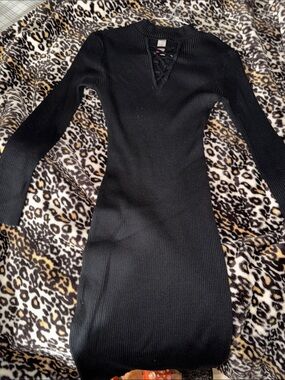 No Boundaries Black Ribbed Long Sleeve Lace-Up Bodycon Dress
